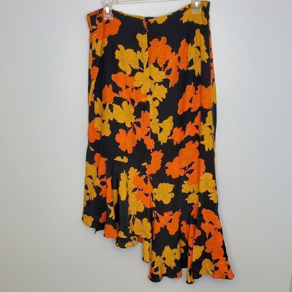 NEW TOPSHOP skirt linear orange floral wrap midi 8 - Picture 5 of 9